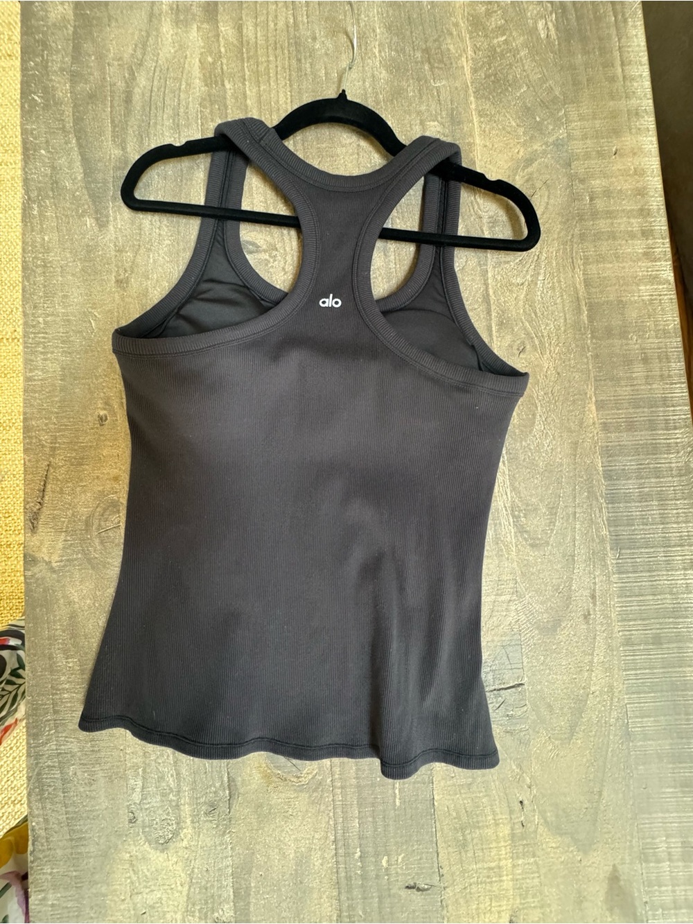 Alo Ribbed Racerback Tank Top in Black - Picture 3 of 4